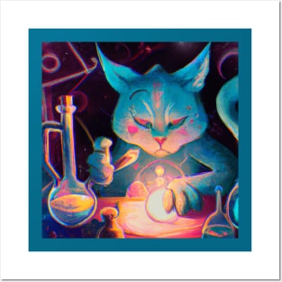 Blue Alchemist Cat Learned How to Turn Catnip Into Gold Posters and Art